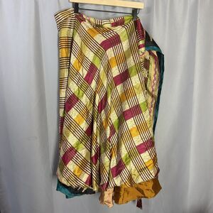 JACKPOT WOMENS SKIRT WRAP LONG MULTICOLOR 100% SILK BOHO ONE SIZE